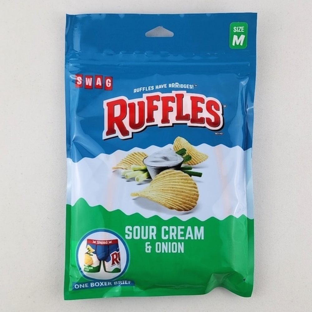 NWT Swag Boxers Novelty Men's Ruffles Sour Cream Onion Boxer Briefs Blue M
